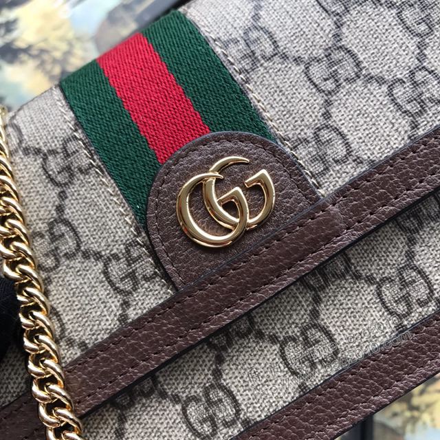 Gucci包 古馳女包 523150pvc啡 2019新款 Ophidia系列鏈條包 Gucci斜挎小包  gudj1193